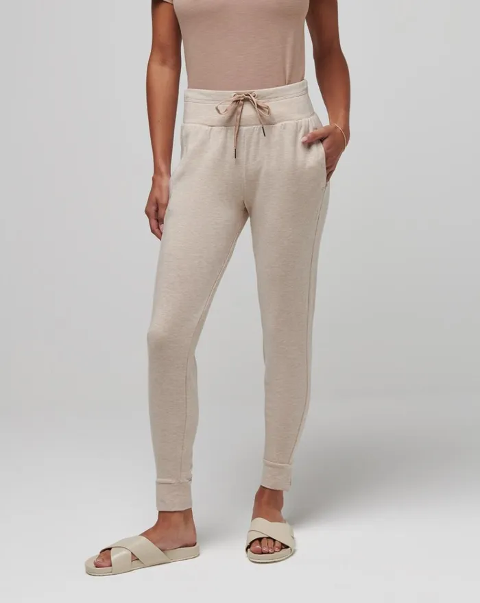 Women All Bottoms TravisMathew CLOUD TERRY TIE JOGGER Heather Natural