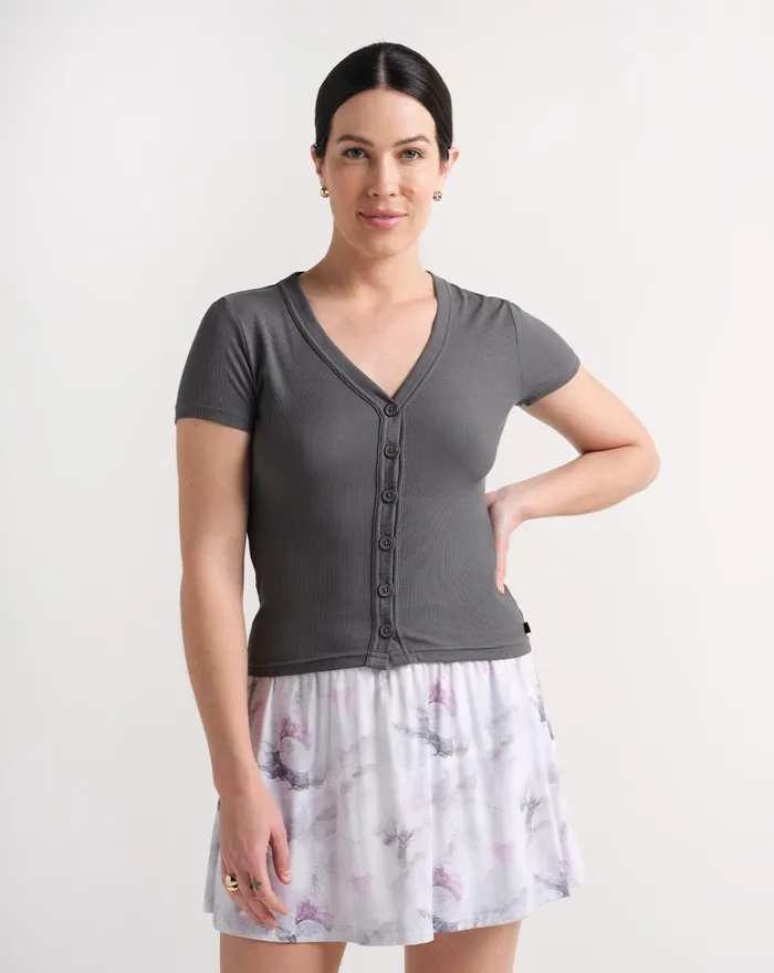 Women All Tops TravisMathew BUTTERFLY BEACH RIBBED TOP Thunderstorm