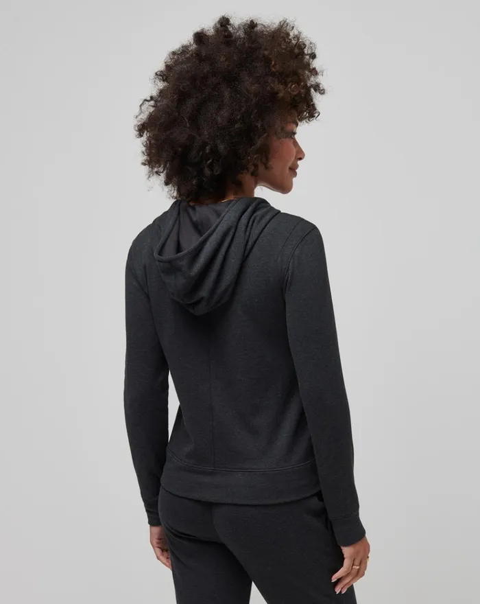 Women All Tops TravisMathew CLOUD FLEECE FULL ZIP HOODIE Heather Black