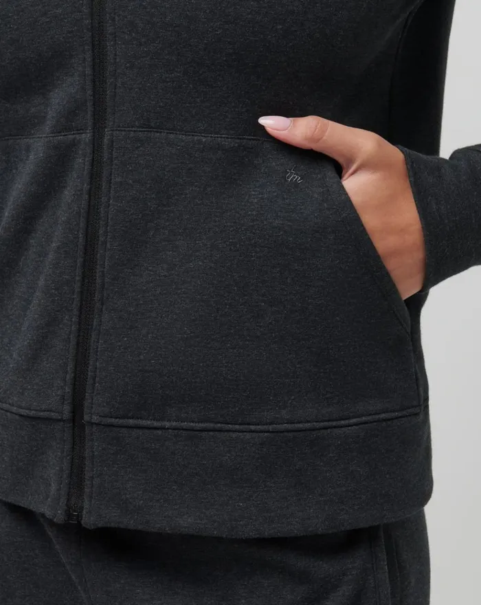 Women All Tops TravisMathew CLOUD FLEECE FULL ZIP HOODIE Heather Black