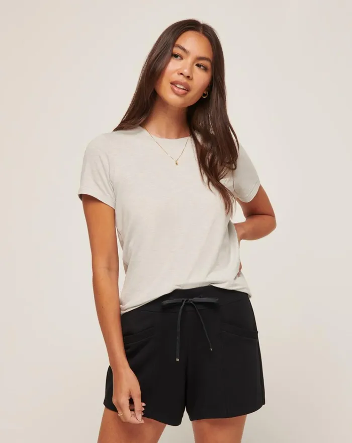 Women All Tops TravisMathew CLOUD JERSEY TEE Light Grey