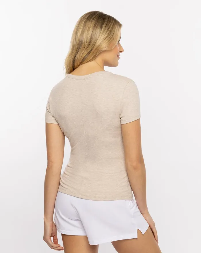 Women All Tops TravisMathew COME ALIVE CLOUD RIBBED TOP Heather Natural