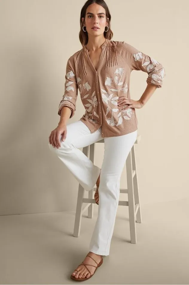 Women Alva Embroidered Knit Top Beige Soft Surroundings Tops Women Alva Embroidered Knit Top Beige Soft Surroundings Tops
