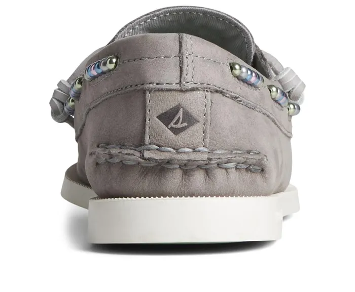 Women Authentic Original Leather Beaded Boat Shoe Grey Sperry Flats and Loafers Women Authentic Original Leather Beaded Boat Shoe Grey Sperry Flats and Loafers