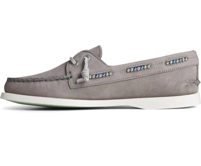 Women Authentic Original Leather Beaded Boat Shoe Grey Sperry Flats and Loafers Women Authentic Original Leather Beaded Boat Shoe Grey Sperry Flats and Loafers