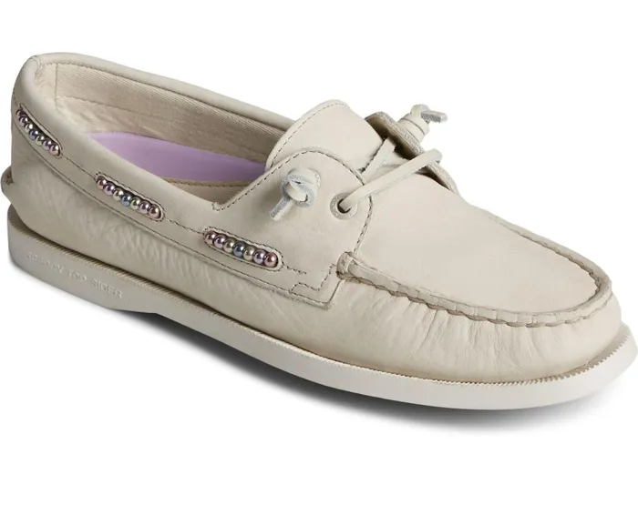 Women Authentic Original Leather Beaded Boat Shoe Off White Sperry Flats and Loafers Women Authentic Original Leather Beaded Boat Shoe Off White Sperry Flats and Loafers