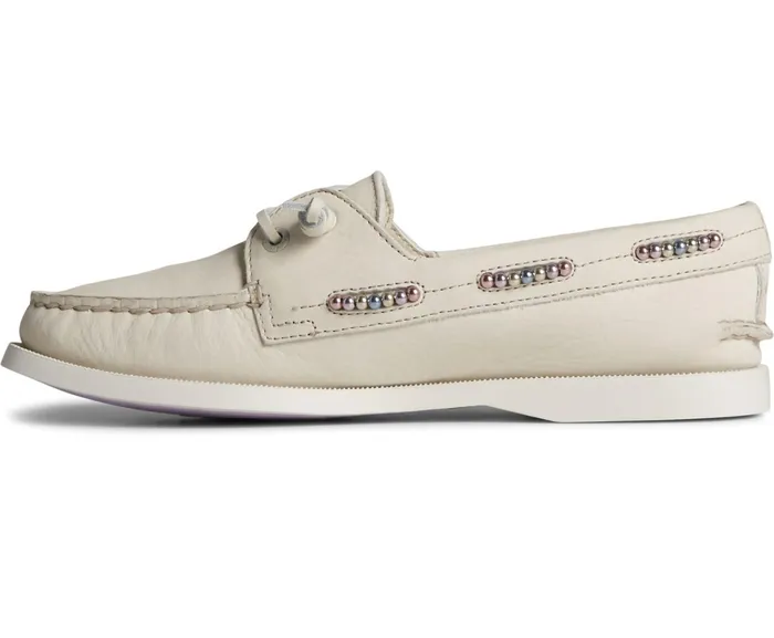 Women Authentic Original Leather Beaded Boat Shoe Off White Sperry Flats and Loafers Women Authentic Original Leather Beaded Boat Shoe Off White Sperry Flats and Loafers