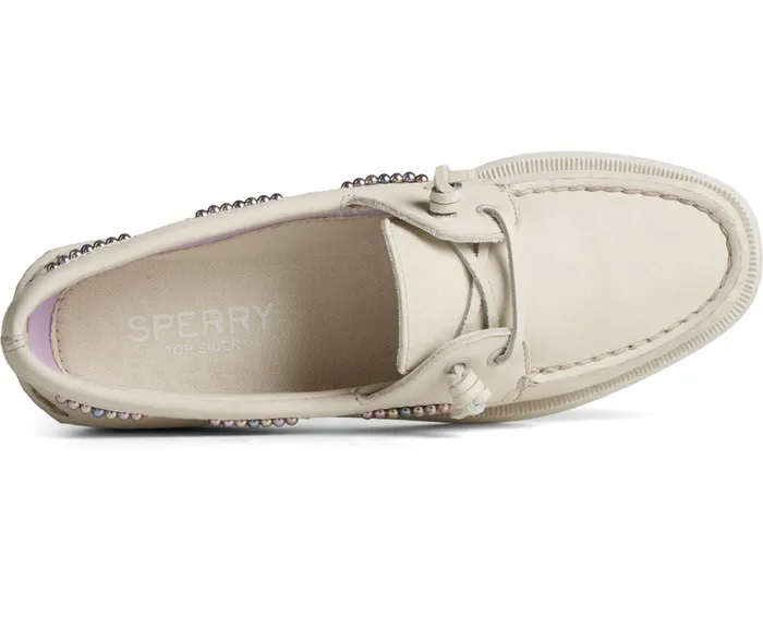 Women Authentic Original Leather Beaded Boat Shoe Off White Sperry Flats and Loafers Women Authentic Original Leather Beaded Boat Shoe Off White Sperry Flats and Loafers