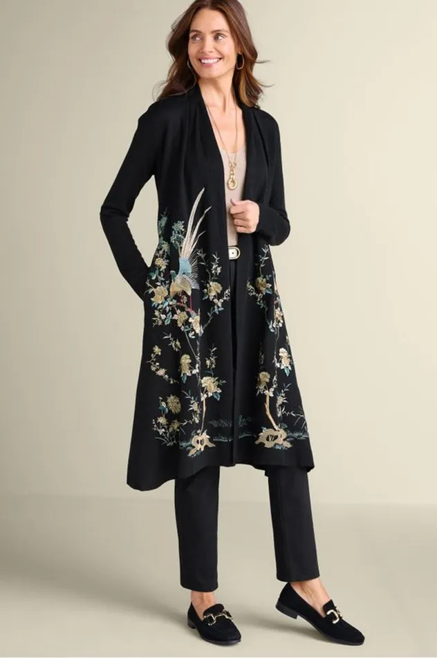 Women Ava Embroidered Cardigan Black Soft Surroundings Sweaters and Cardigans Women Ava Embroidered Cardigan Black Soft Surroundings Sweaters and Cardigans