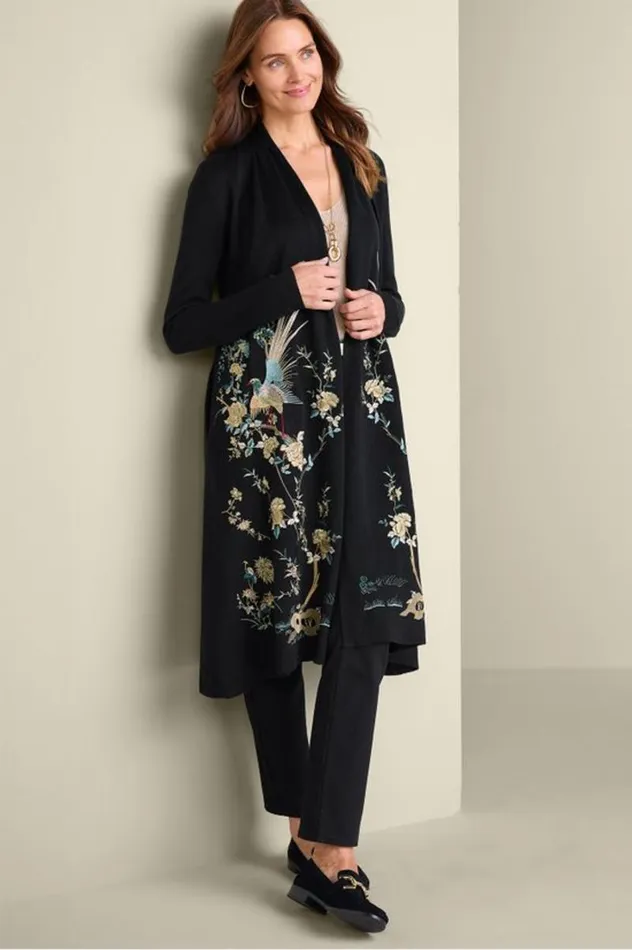 Women Ava Embroidered Cardigan Black Soft Surroundings Sweaters and Cardigans Women Ava Embroidered Cardigan Black Soft Surroundings Sweaters and Cardigans