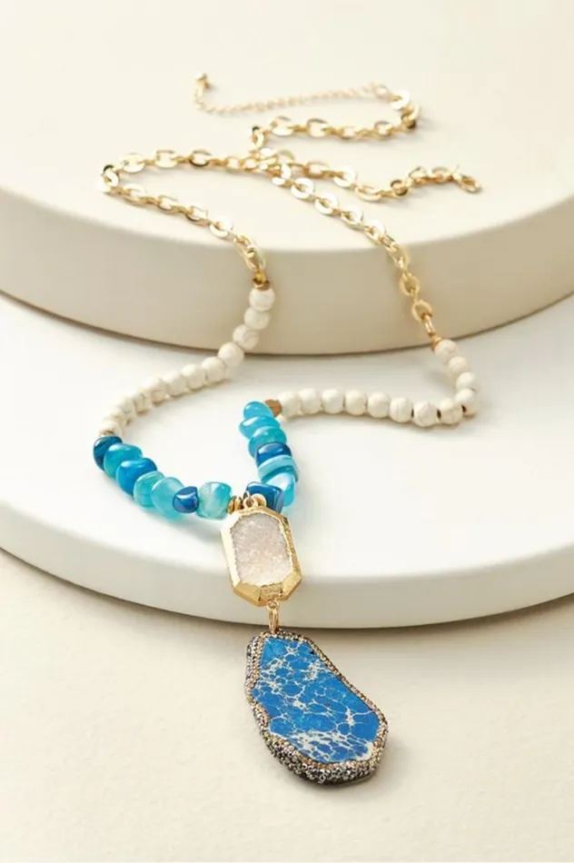 Women Aviana Reversible Pendant Necklace Blue Lapis Soft Surroundings Jewelry