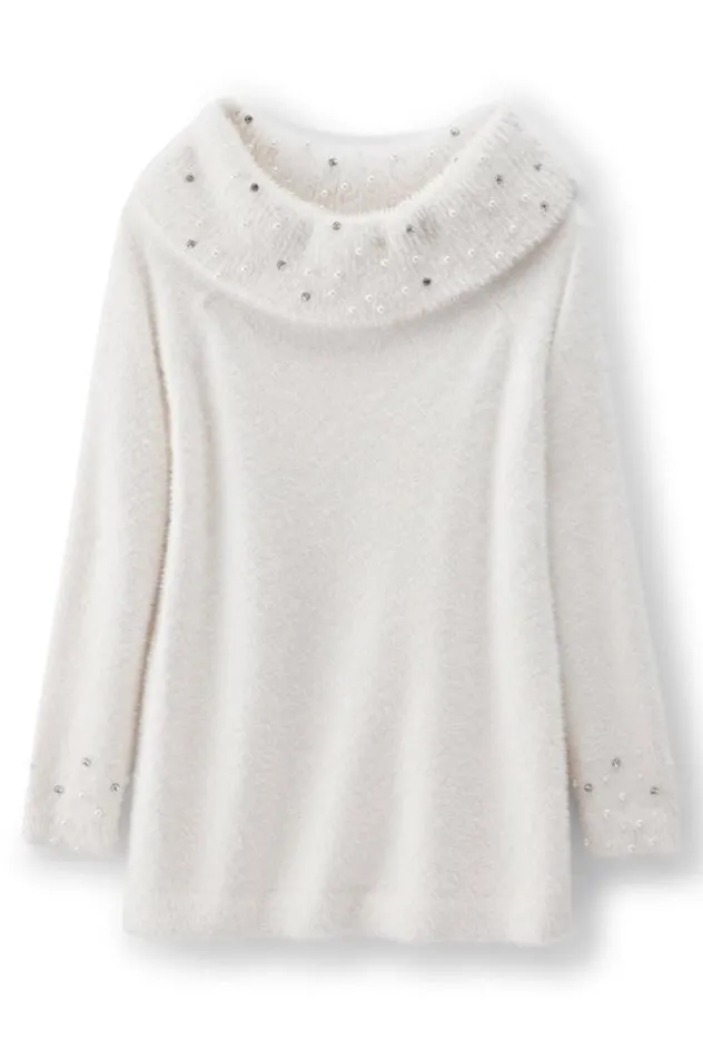 Women Christina Sweater Ivory Pearl Soft Surroundings Tops Women Christina Sweater Ivory Pearl Soft Surroundings Tops