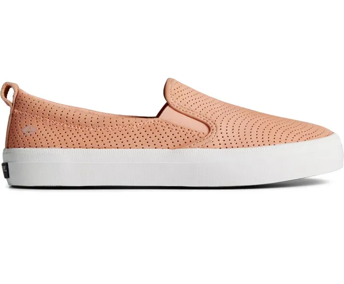 Women Crest Twin Gore Leather Wave Perforated Sneaker Peach Sperry Sneakers