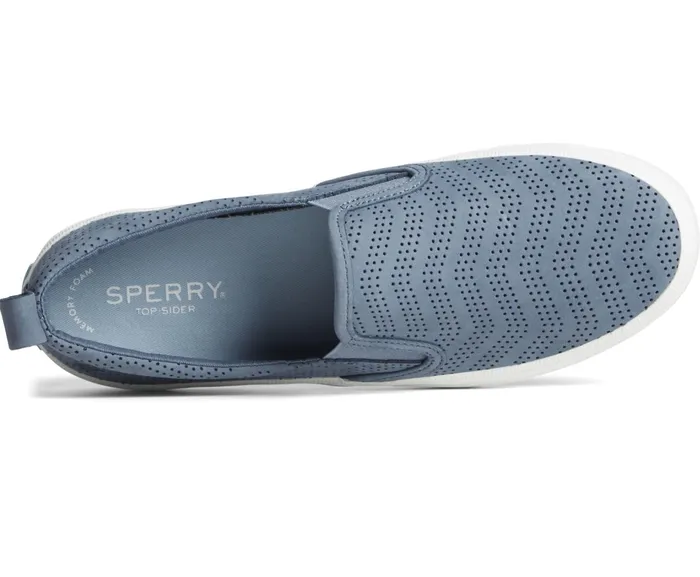 Women Crest Twin Gore Perforated Leather Slip On Sneaker Blue Sperry Sneakers Women Crest Twin Gore Perforated Leather Slip On Sneaker Blue Sperry Sneakers