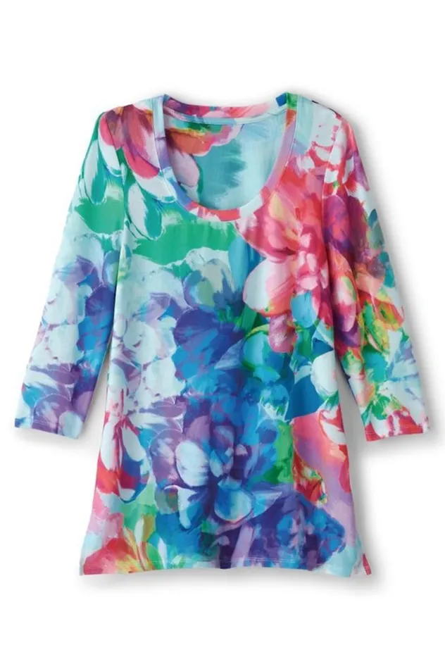 Women Darcy Tunic Pink Spring Floral Soft Surroundings Tops Women Darcy Tunic Pink Spring Floral Soft Surroundings Tops