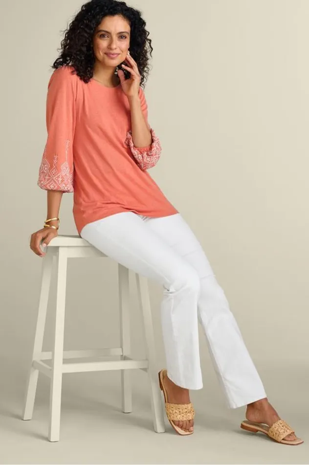 Women Embroidered Parisian Poet Top Apricot Brandy Soft Surroundings Tops Women Embroidered Parisian Poet Top Apricot Brandy Soft Surroundings Tops