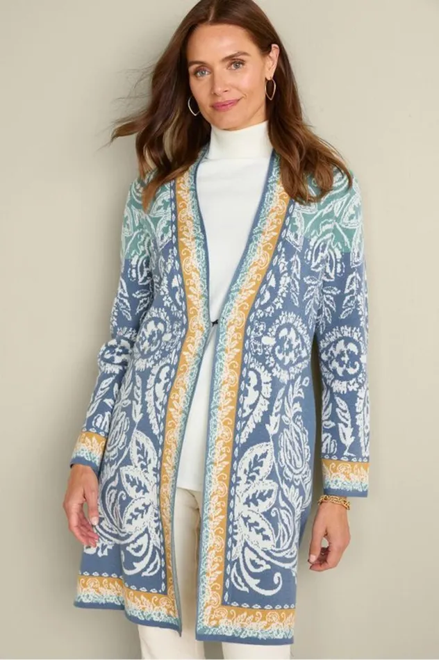Women Ezer Jacquard Duster Weekend Scarf Soft Surroundings Tops
