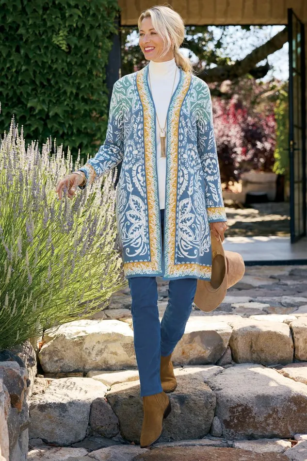 Women Ezer Jacquard Duster Weekend Scarf Soft Surroundings Tops Women Ezer Jacquard Duster Weekend Scarf Soft Surroundings Tops