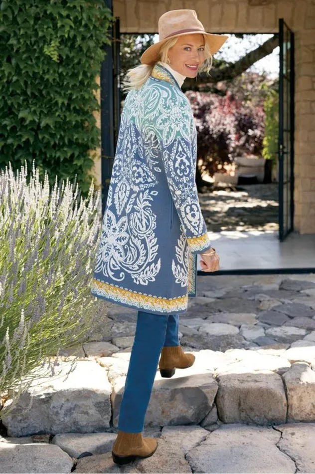 Women Ezer Jacquard Duster Weekend Scarf Soft Surroundings Tops Women Ezer Jacquard Duster Weekend Scarf Soft Surroundings Tops