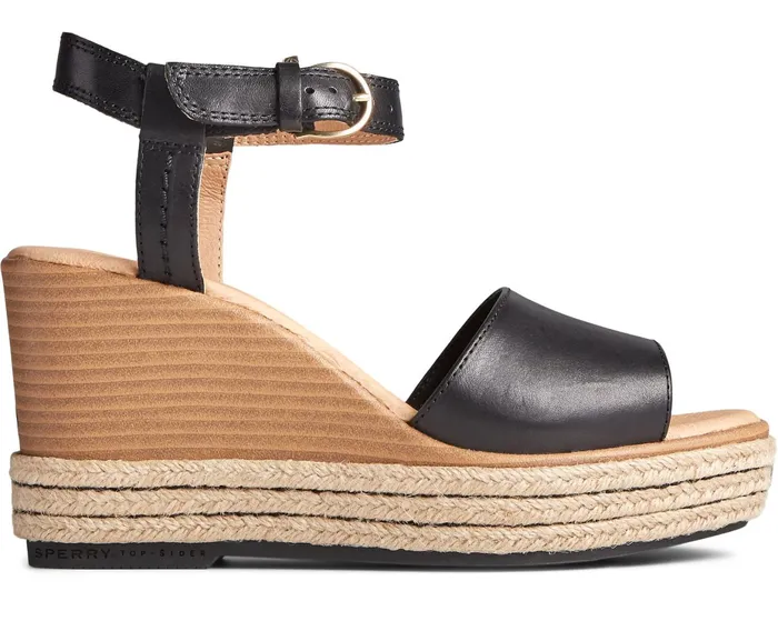 Women Fairwater PLUSHWAVE Wedge Sandal Black Sperry Sandals