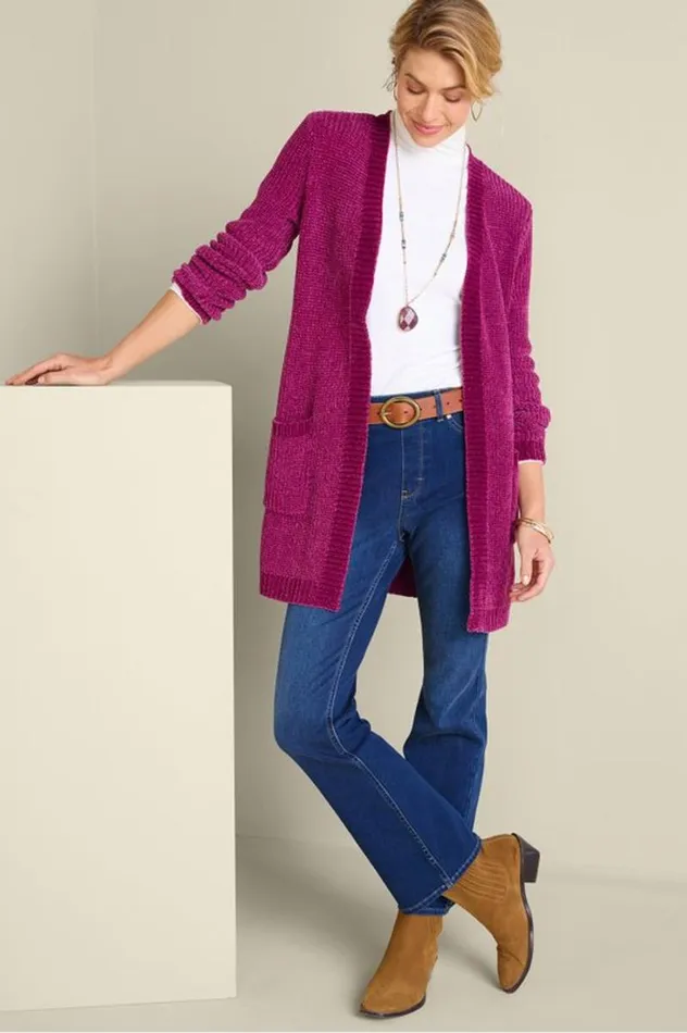 Women Faith Chenille Cardigan Boysenberry Soft Surroundings Sweaters and Cardigans Women Faith Chenille Cardigan Boysenberry Soft Surroundings Sweaters and Cardigans