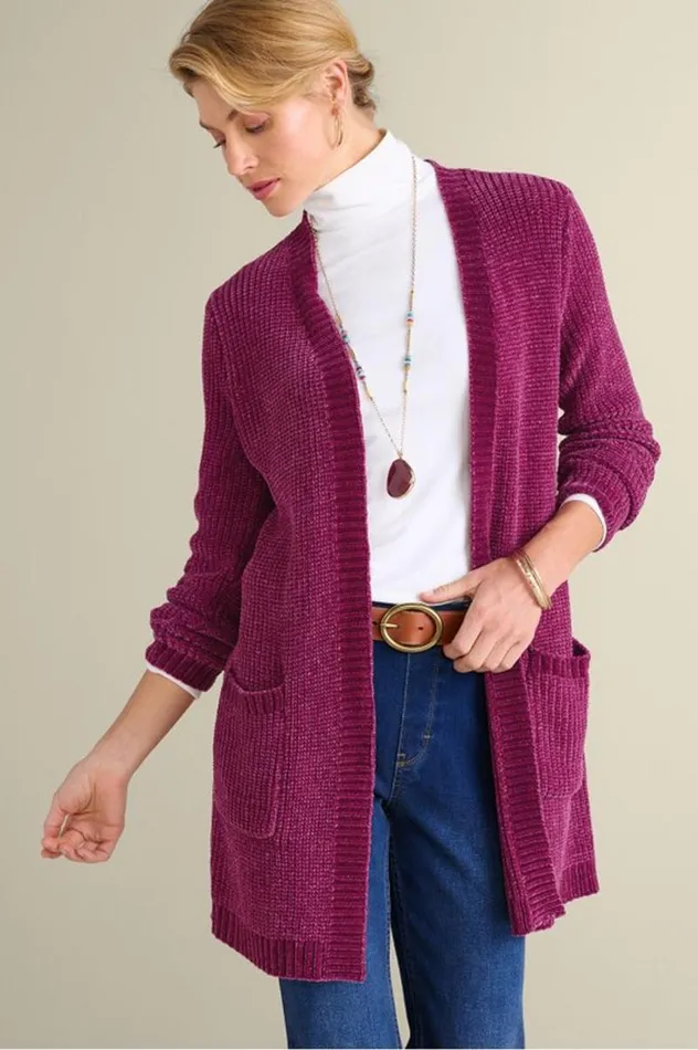 Women Faith Chenille Cardigan Boysenberry Soft Surroundings Sweaters and Cardigans Women Faith Chenille Cardigan Boysenberry Soft Surroundings Sweaters and Cardigans