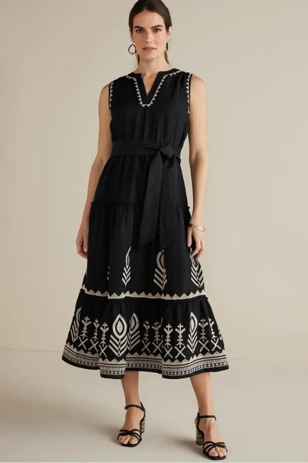 Women Fernanda Midi Dress Black Soft Surroundings Dresses