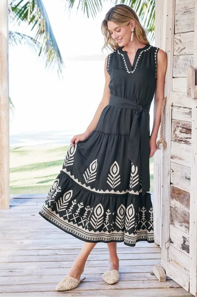 Women Fernanda Midi Dress Black Soft Surroundings Dresses Women Fernanda Midi Dress Black Soft Surroundings Dresses