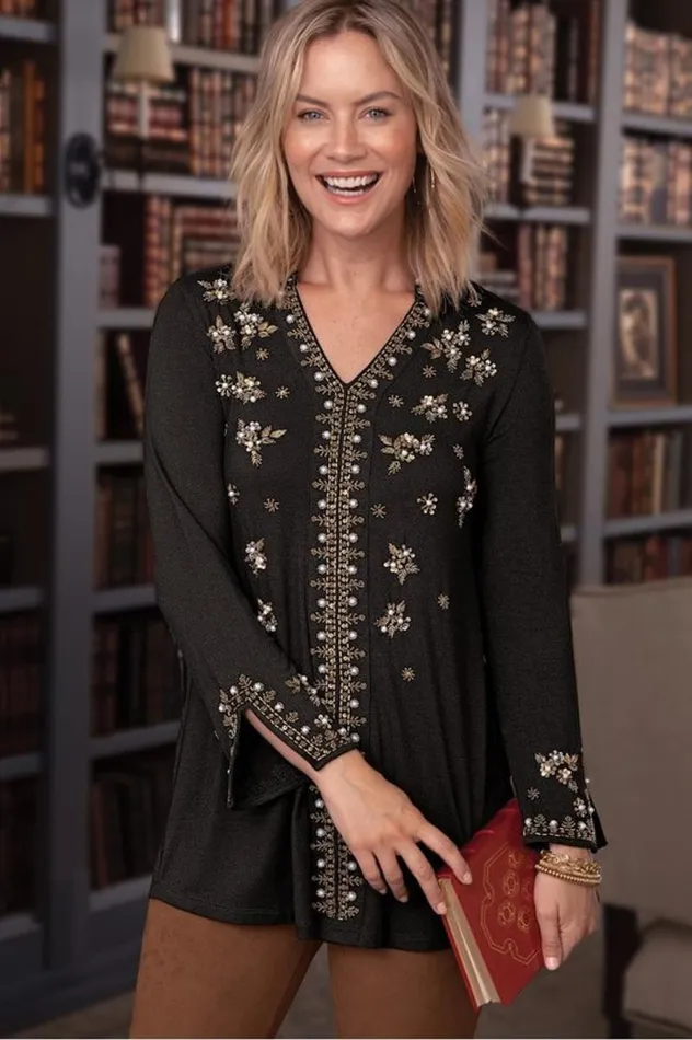 Women Festa Tunic Black Soft Surroundings Tops