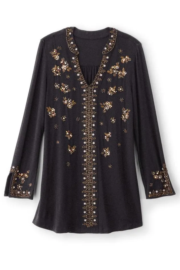 Women Festa Tunic Black Soft Surroundings Tops Women Festa Tunic Black Soft Surroundings Tops