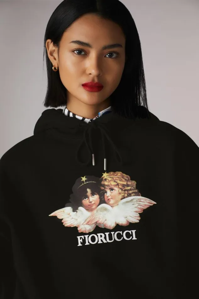 Women Fiorucci Angels Hoodie Black Black Women Fiorucci Angels Hoodie Black Black