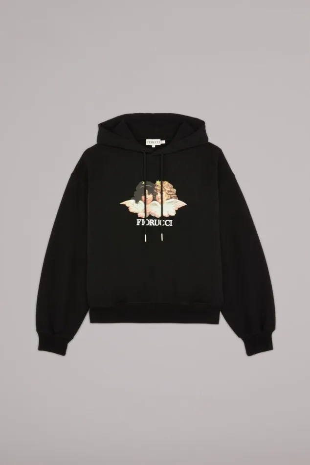 Women Fiorucci Angels Hoodie Black Black Women Fiorucci Angels Hoodie Black Black