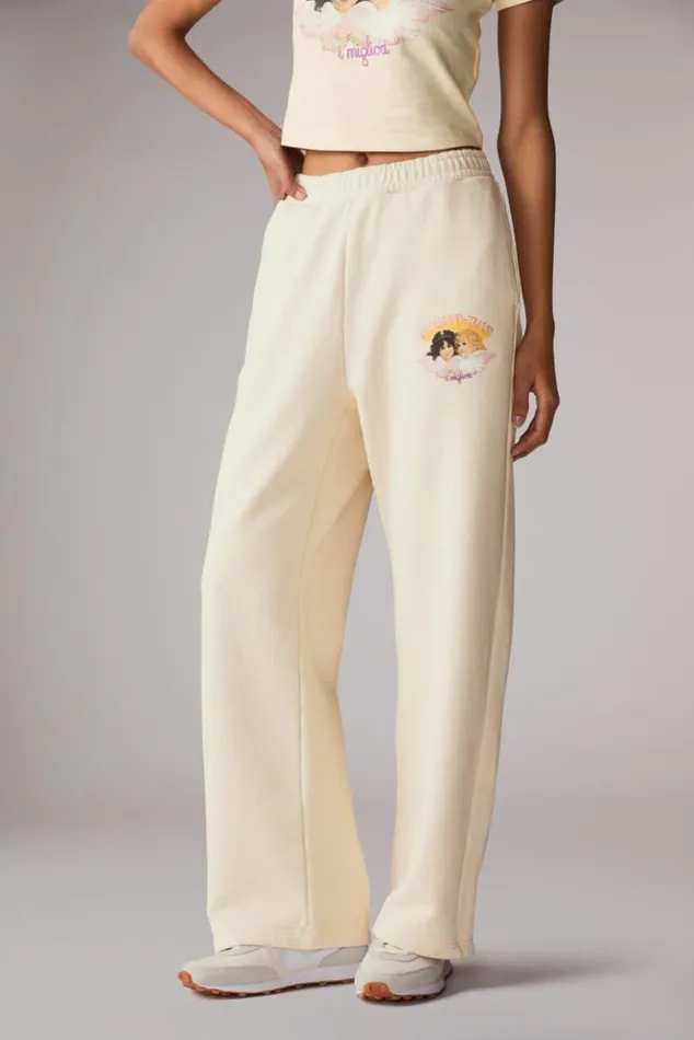 Women Fiorucci Angels Jeans Logo Joggers Cream Cream Women Fiorucci Angels Jeans Logo Joggers Cream Cream