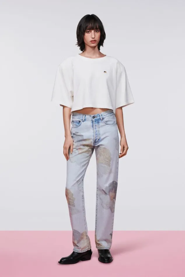 Women Fiorucci Angels Patch Crop TShirt White White