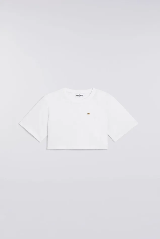 Women Fiorucci Angels Patch Crop TShirt White White Women Fiorucci Angels Patch Crop TShirt White White