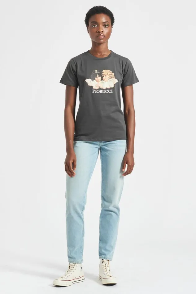 Women Fiorucci Angels TShirt Dark Grey Charcoal Grey Women Fiorucci Angels TShirt Dark Grey Charcoal Grey