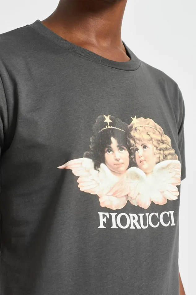 Women Fiorucci Angels TShirt Dark Grey Charcoal Grey Women Fiorucci Angels TShirt Dark Grey Charcoal Grey