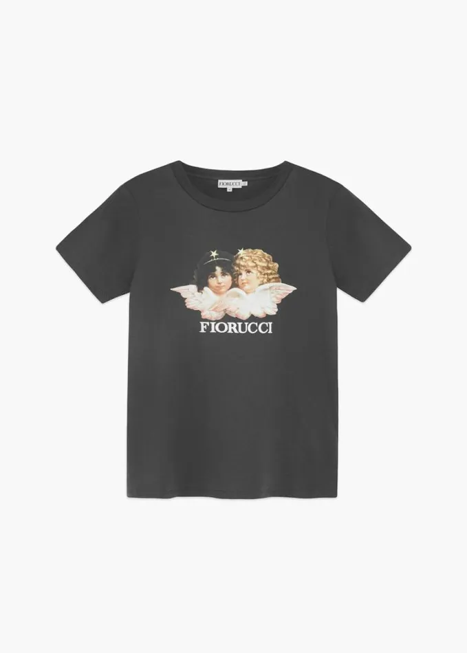Women Fiorucci Angels TShirt Dark Grey Charcoal Grey Women Fiorucci Angels TShirt Dark Grey Charcoal Grey