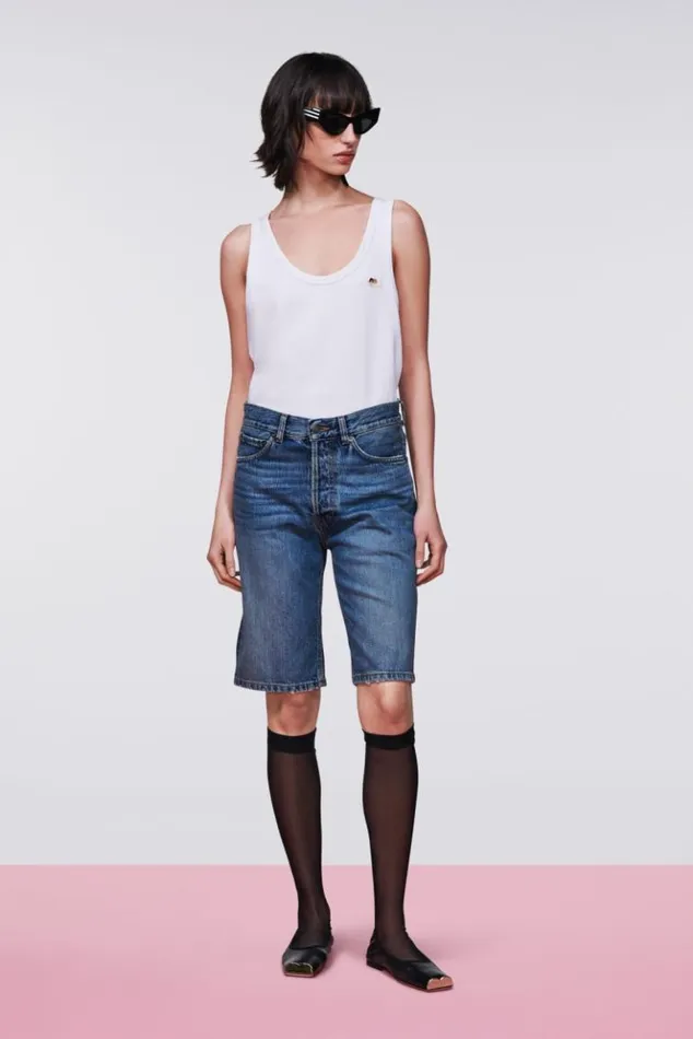 Women Fiorucci Denim Bermuda Shorts Mid Blue Mid Blue