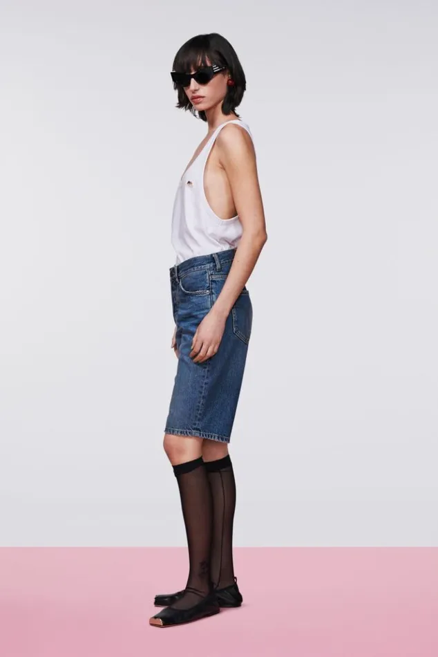 Women Fiorucci Denim Bermuda Shorts Mid Blue Mid Blue Women Fiorucci Denim Bermuda Shorts Mid Blue Mid Blue