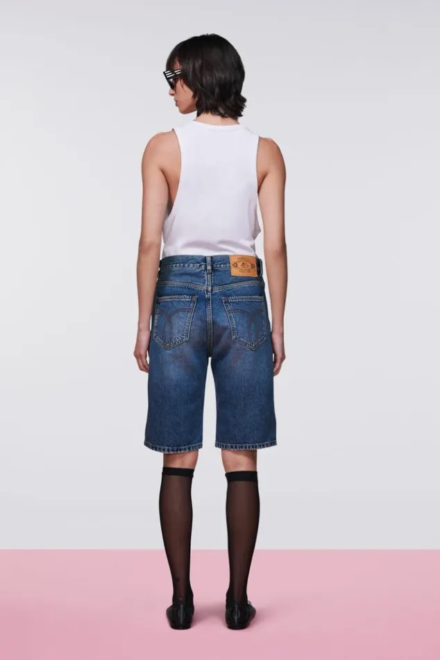Women Fiorucci Denim Bermuda Shorts Mid Blue Mid Blue Women Fiorucci Denim Bermuda Shorts Mid Blue Mid Blue