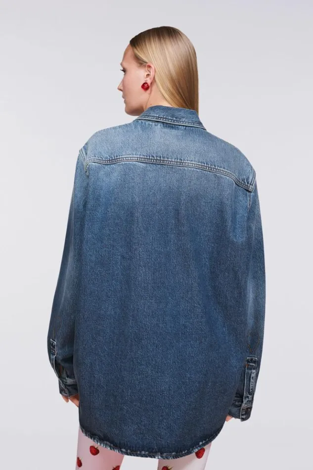 Women Fiorucci Denim Shirt Mid Blue Mid Blue Women Fiorucci Denim Shirt Mid Blue Mid Blue