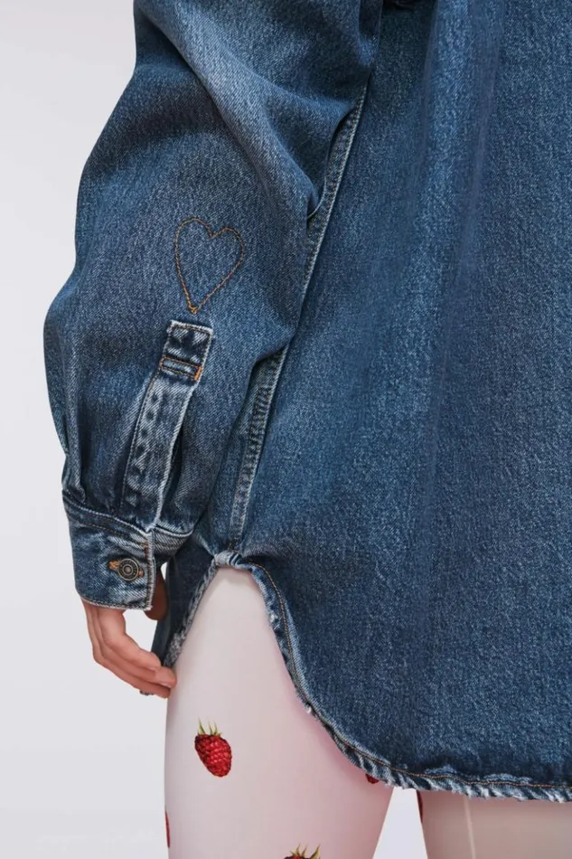 Women Fiorucci Denim Shirt Mid Blue Mid Blue Women Fiorucci Denim Shirt Mid Blue Mid Blue