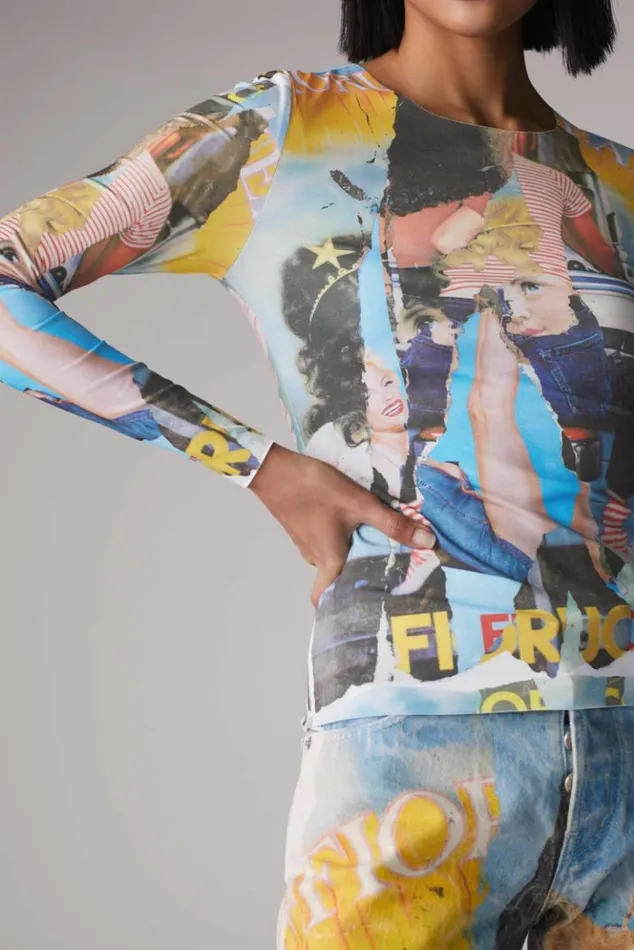 Women Fiorucci Graphic Poster Wall Long Sleeve Top Multi Multi Women Fiorucci Graphic Poster Wall Long Sleeve Top Multi Multi
