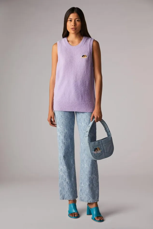 Women Fiorucci Icon Angels Knit Jumper Vest Lilac Lilac