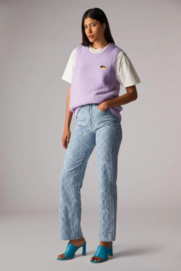 Women Fiorucci Icon Angels Knit Jumper Vest Lilac Lilac Women Fiorucci Icon Angels Knit Jumper Vest Lilac Lilac