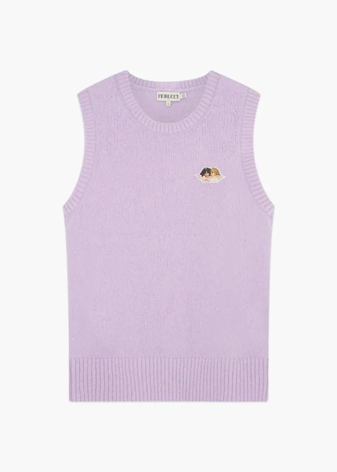 Women Fiorucci Icon Angels Knit Jumper Vest Lilac Lilac Women Fiorucci Icon Angels Knit Jumper Vest Lilac Lilac