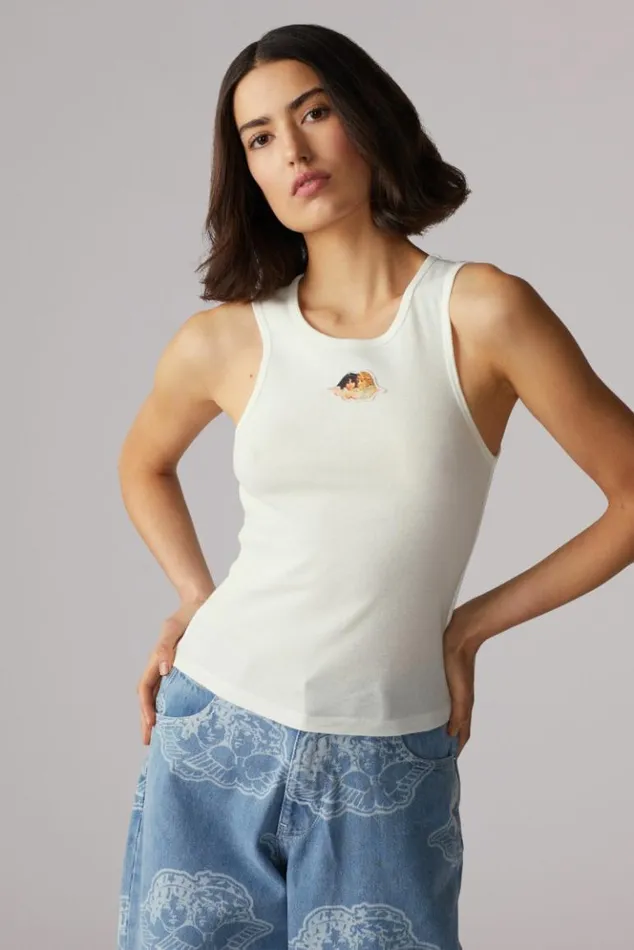 Women Fiorucci Icon Angels Vintage Wash Vest White White Women Fiorucci Icon Angels Vintage Wash Vest White White