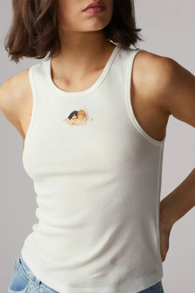 Women Fiorucci Icon Angels Vintage Wash Vest White White Women Fiorucci Icon Angels Vintage Wash Vest White White