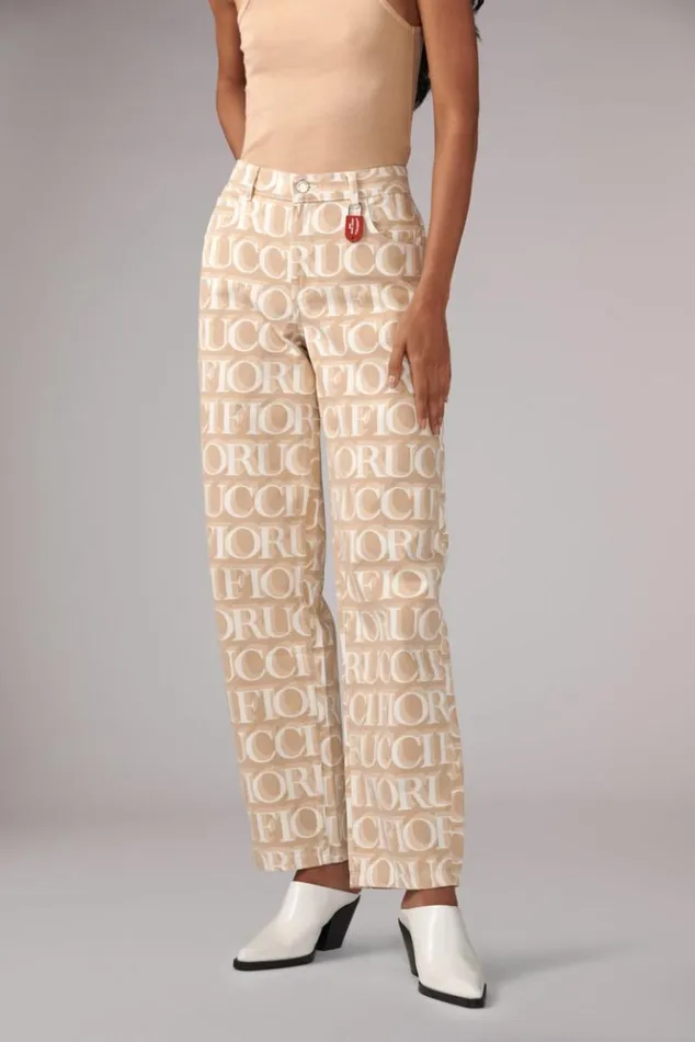 Women Fiorucci Laser Monogram Jeans Cream Cream Women Fiorucci Laser Monogram Jeans Cream Cream